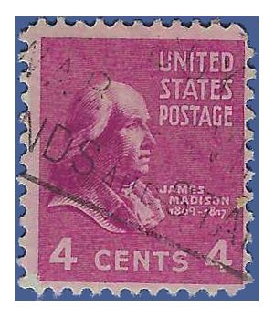 # 808 4c Presidential Issue James Madison 1938 Used