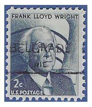 #1280 2c Frank Lloyd Wright 1966 Mint H Precancel Belgrade ME