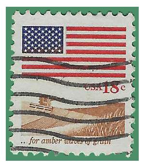 #1890 18c Flag and Anthem For Amber Waves of Grain 1981 Used