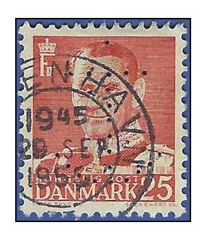 Denmark # 321 1950 Used Perfin Ship Anchor