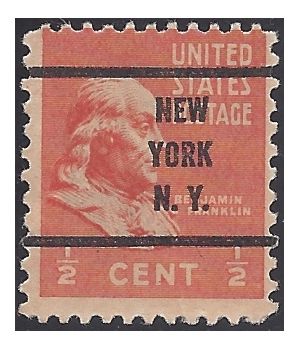 # 803 1/2c Presidential Issue Benjamin Franklin 1938 Used Precancel New York N.Y.