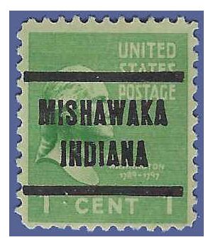 # 804 1c Presidential Issue George Washington 1938 Precancel MISHAWAKA INDIANA