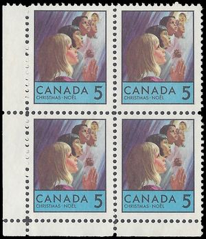 Canada # 502 1969 Used Corner Block of 4