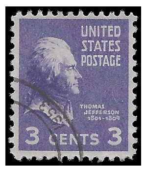 # 807 3c Presidential Issue-Thomas Jefferson 1938 Used