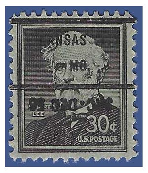 #1049 30c Liberty Issue Robert E. Lee 1955 Used Precancel Kansas City MO.