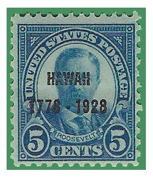 # 648 5c Theodore Roosevelt Hawaii Overprint 1928 Mint NH