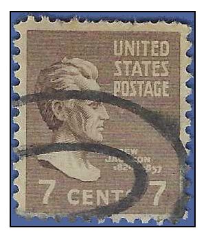 Scott 812 7c Presidential Issue Andrew Jackson PB 4 1938