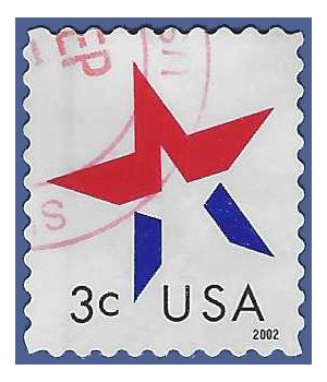 #3614 3c Red,White & Blue Star 2002 Used