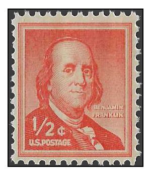 #1030 1/2c Benjamin Franklin DP 1958 Mint NH