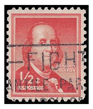 #1030 1/2c Liberty Issue Benjamin Franklin 1958 Used