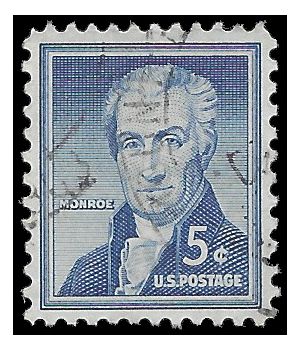 #1038 5c Liberty Issue James Monroe 1954 Used