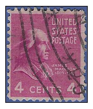 # 808 4c Presidential Issue James Madison 1938 Used HR