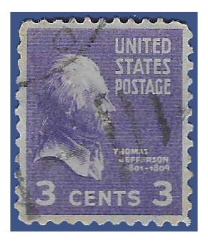 # 807 3c Presidential Issue-Thomas Jefferson 1938 Used