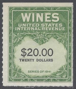 Scott RE181 $20.00 Internal Revenue: Wines 1949 Mint NH