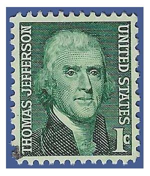 #1278 1c Prominent Americans Thomas Jefferson 1968 Used