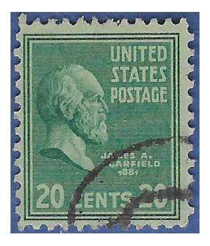 # 825 20c Presidential Issue-James A. Garfield 1938 Used