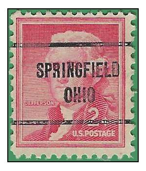 #1033 2c Liberty Issue Thomas Jefferson 1954 Used Precancel Springfield OHIO