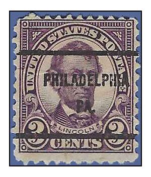 # 555 3c Abraham Lincoln 1923 Used Precancel PHILADELPHIA PA.