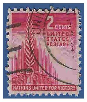 # 907 2c Nations United for Victory 1943 Used