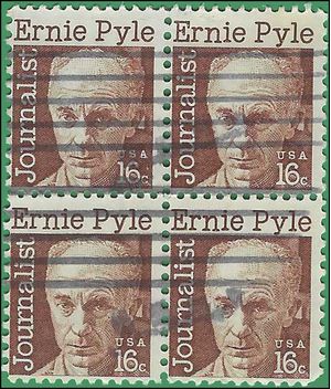 #1398 16c Journalist Ernie Pyle Block of 4 1971