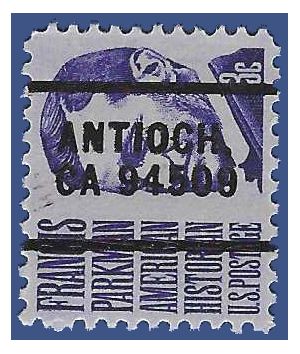 #1281 3c Prominent Americans Francis Parkman 1967 Mint NH Precancel ANTIOCH. CA 94509