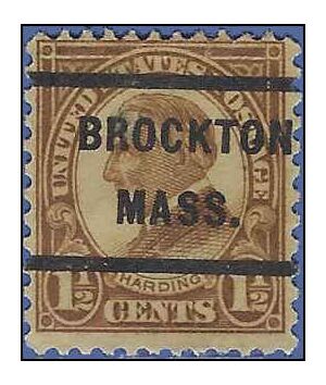 # 633 1.5c Warren Harding 1927 Used Precancel BROCKTON MASS.