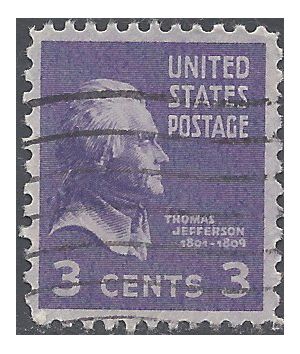 # 807 3c Presidential Issue-Thomas Jefferson 1938 Used