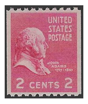 # 850 2c Presidential Issue John Adams Coil Single 1939 Mint NH