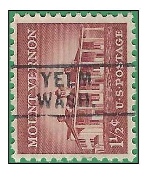 #1032 1 1/2c Mount Vernon 1956 Used Precancel Yeem Wash.