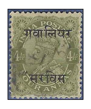 India - Gwalior #O25 1913 Used