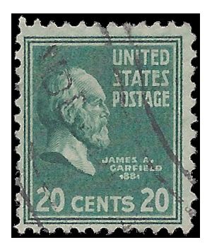 # 825 20c Presidential Issue-James A. Garfield 1938 Used