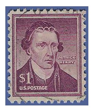 #1052 $1.00 Liberty Issue Patrick Henry Dry Print 1958 Used