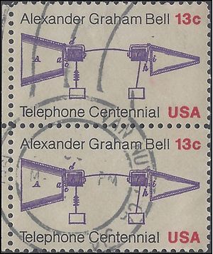#1683 13c Telephone Centennial Attached Pair 1976 Used CDS