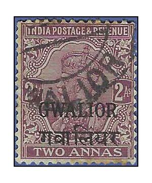 India - Gwalior # 74 1928 Used Tone Spots