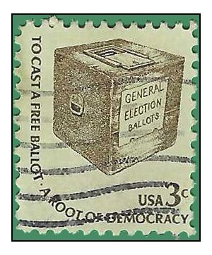 #1584 3c Early Ballot Box 1977 Used