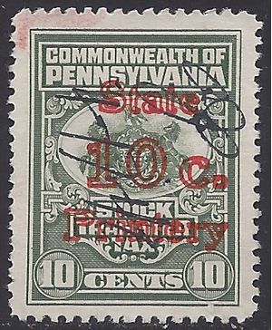 Pennsylvania SRS# ST9 10c Stock Transfer Tax used
