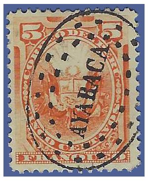 Peru # 108 1886 Used AYABACA Town Stamp