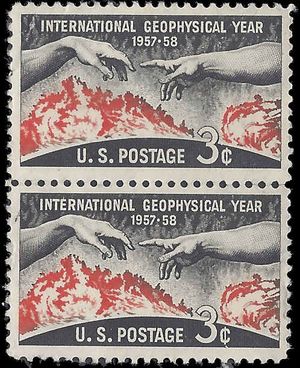 #1107 3c International Geophysical Year 1958 Used Pair