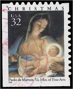 #3112 32c Madonna and Child Booklet Single 1996 Used