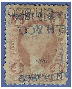 Scott R 22c 4c US Internal Revenue - Proprietary 1862-1871 Used Blue Cancel