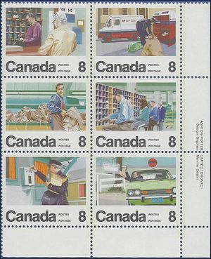 Canada # 634-639a 1974 Mint NH Corner Block of 6