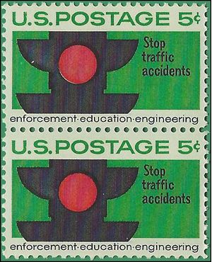 #1272 5c Traffic Safety 1965 Mint NH Attached Pair