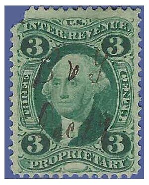 Scott R 18c 3c US Internal Revenue Proprietary 1862-1871 Used HR Fault