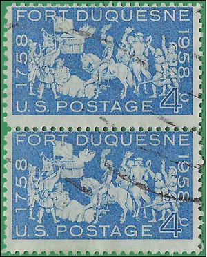 #1123 4c 200th Anniversary of Fort Duquesne 1958 Used Pair