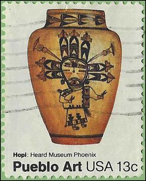 #1708 13c American Folk Art Pueblo Pottery Hopi Pot 1977 Used