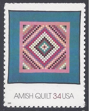 #3526 34c Amish Quilts Sunshine and Shadow 2001 Mint NH