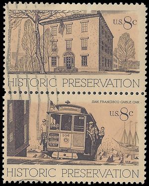 #1440,1442 8c Historic Preservation Attached Pair 1971 Used