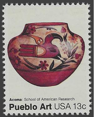 #1709 13c American Folk Art Pueblo Pottery Acoma Pot 1977 Mint NH