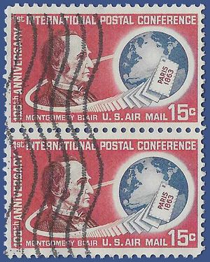 Scott C 66 15c US Airmail Montgomery Blair 1963 Used Pair