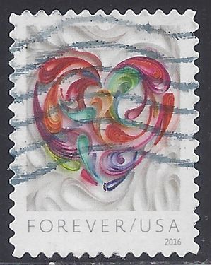 #5036 (49c Forever) Quilled Paper Heart 2016 Used